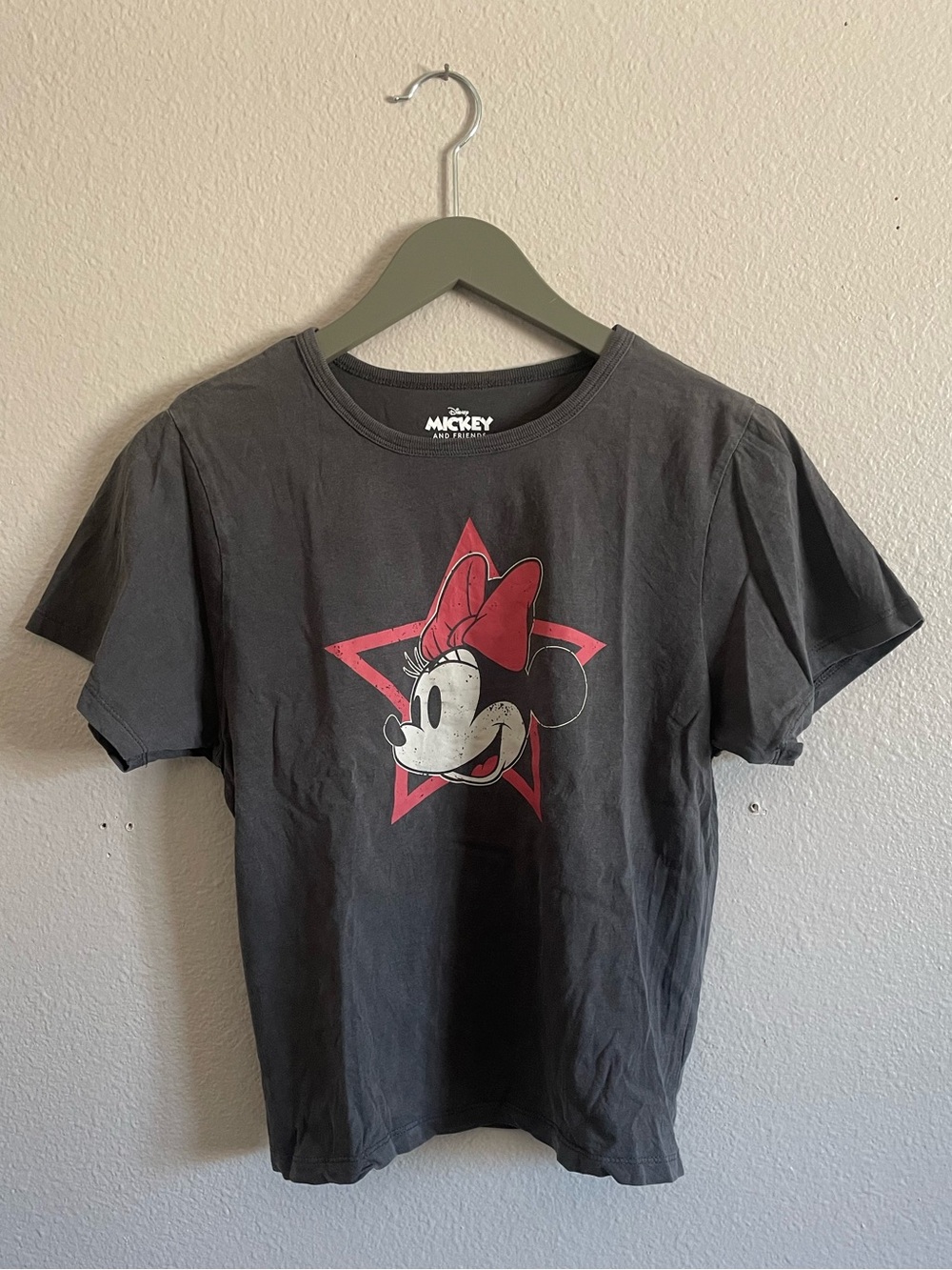 Disney Minnie Mouse Star Graphic Tee - Dark Grey with Red